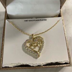 Elegant Gold-Plated Heart Necklace with 'Mom' Design